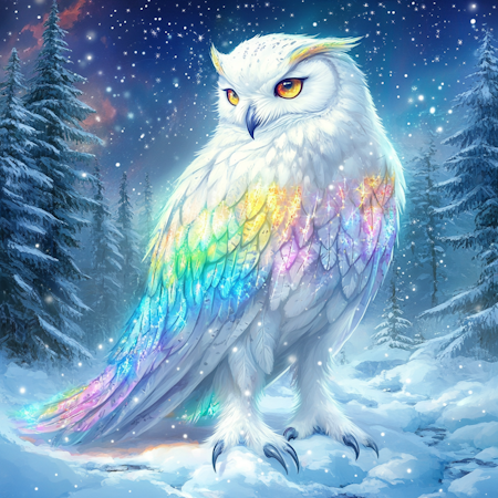 Diamond Painting Akryl - Regnbågsfärgad uggla