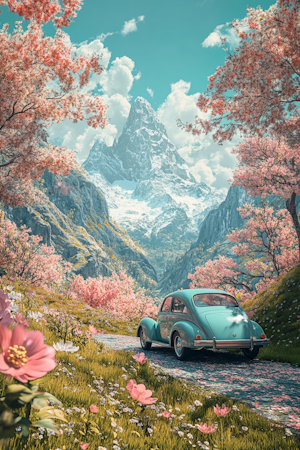 Diamond Painting Akryl - Vårresa i blomstrande dal