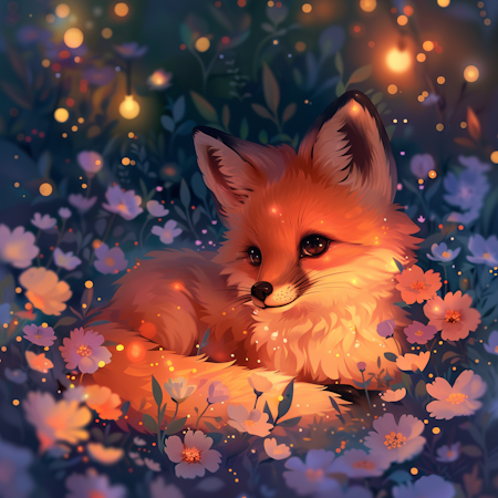 Diamond Painting Akryl - Räv i blomsteräng