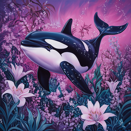 Diamond Painting Akryl - Späckhuggare bland blommor 30x30cm