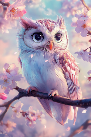 Diamond painting Resin - Rosa våruggla 40x60cm