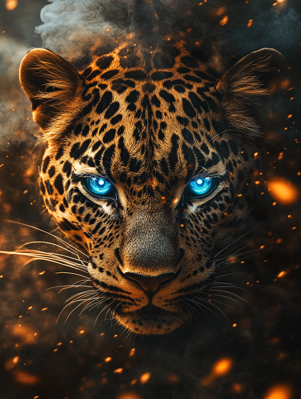 diamanttavla resin, leopard med glödande ögon