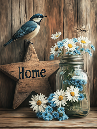 Diamond painting Resin - Blåmes och blommor 40x50cm