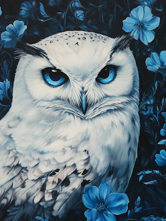 Diamond painting Resin - Vit uggla med blå ögon 40x50cm