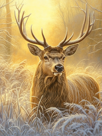 Diamond painting Resin - Hjort i vinterskrud 40x50cm