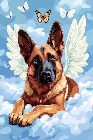 Diamond Painting Akryl - Skyddande änglahund 20x30cm