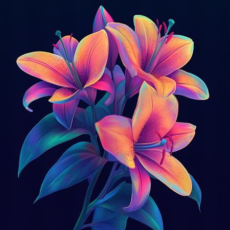 Diamond Painting Akryl - Neonliljor 30x30cm