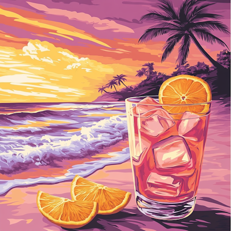 Diamond Painting Akryl - Sommarjuice i solnedgång 40x40cm