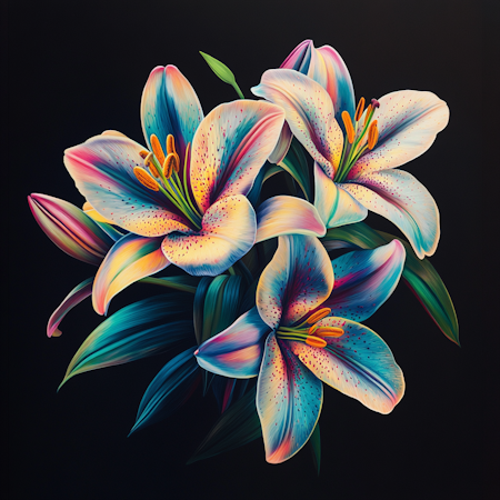 Diamond Painting Akryl - Regnbågsliljor 40x40cm
