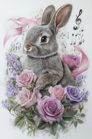 Diamond Painting Akryl - Musikälskande kanin  40x60cm