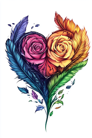 Diamond Painting Akryl - Hjärtformad blomsterregnbåge