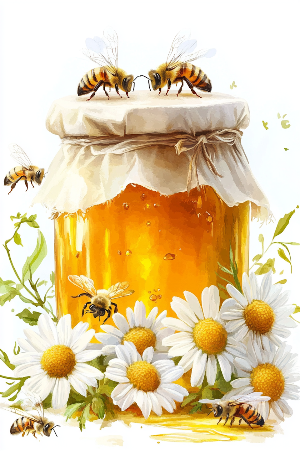 diamond painting, honung och bin, prästkragar