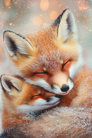 Diamond Painting Akryl - Rävarnas vinterkärlek 40x60cm