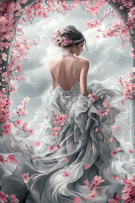 Diamond Painting Akryl - Körsbärsblommans bruddröm 40x60cm