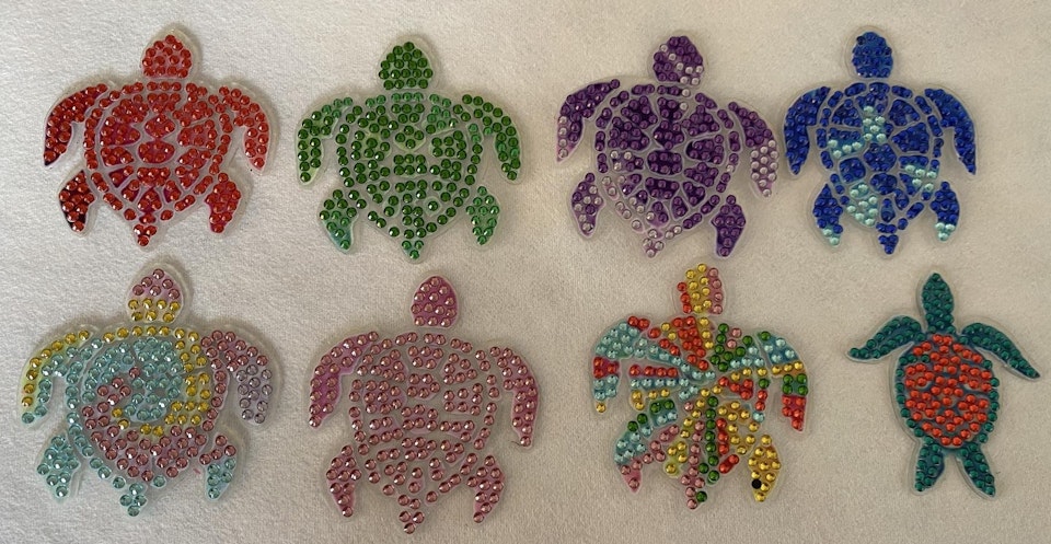 Kylskåpsmagneter, diy, diamond painting, sköldpaddor