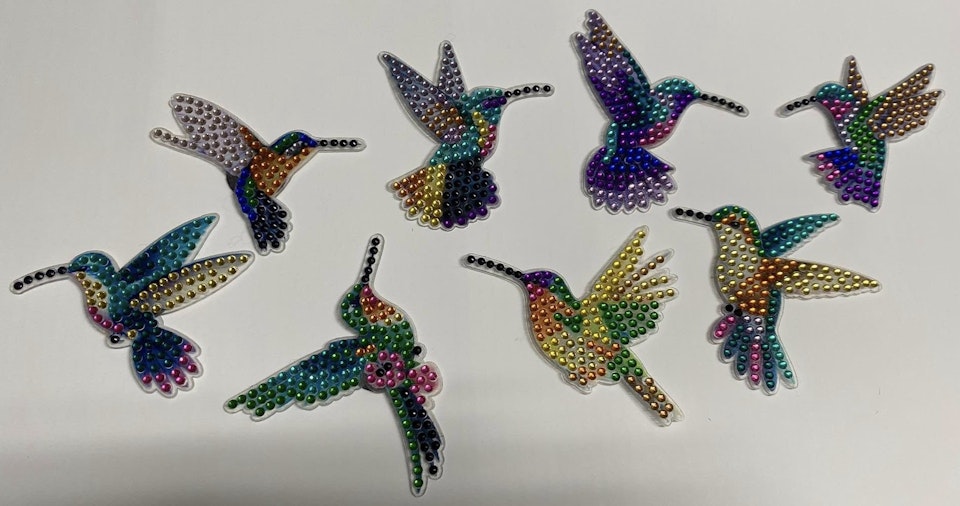 Kylskåpsmagneter, diy, diamond painting, kolibris