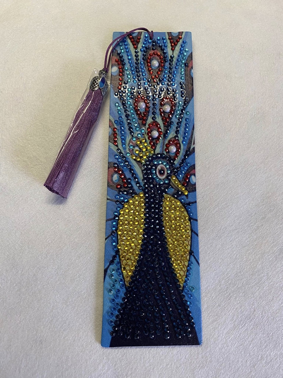 diamond painting bokmärke, diy, påfågel