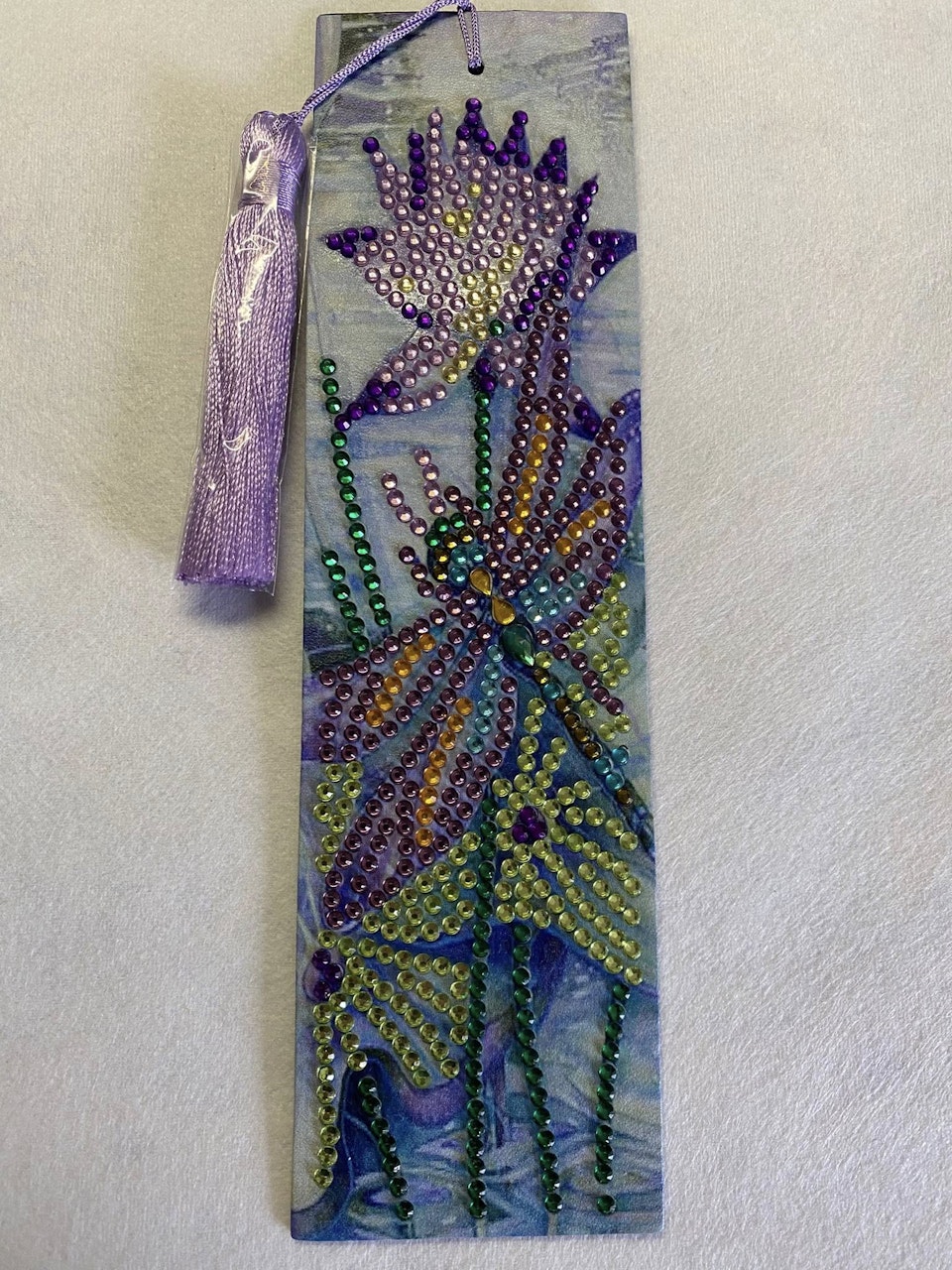 diamond painting bokmärke, diy, trollslända