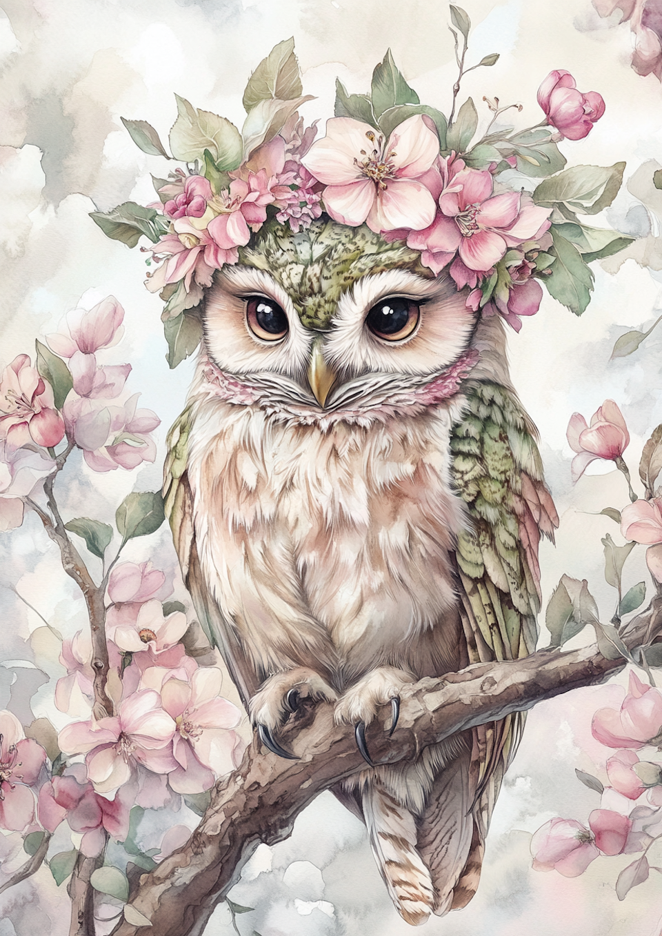 diamond painting resin, uggla med blomkrona