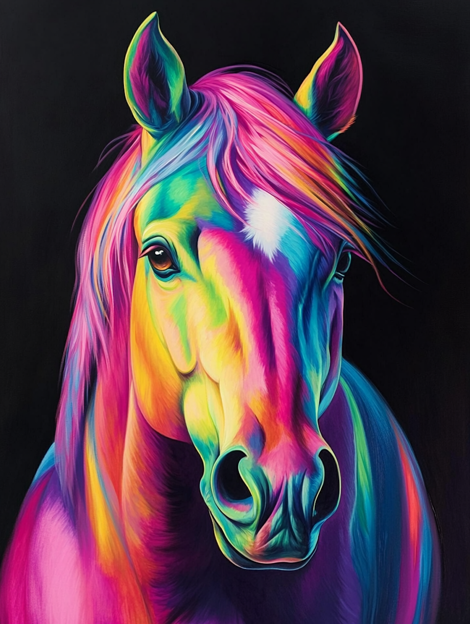 Diamond painting Resin - Färgsprakande hästporträtt 40x50cm
