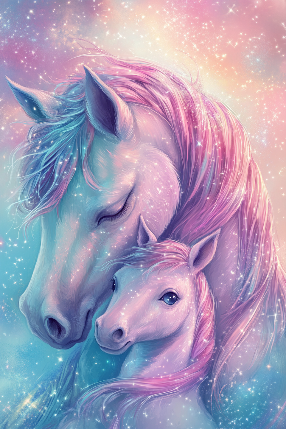 Diamond painting Resin - Drömlikt hästmotiv med universell närhet 40x60cm