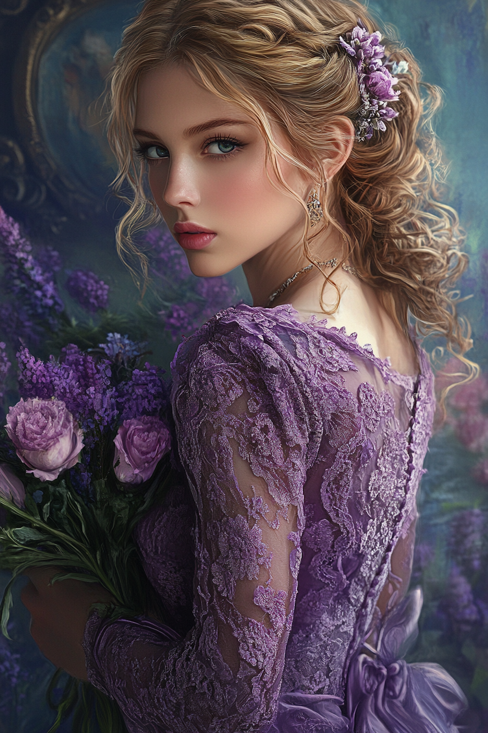 Diamond Painting Akryl - Lila elegans i blomstrande stillhet