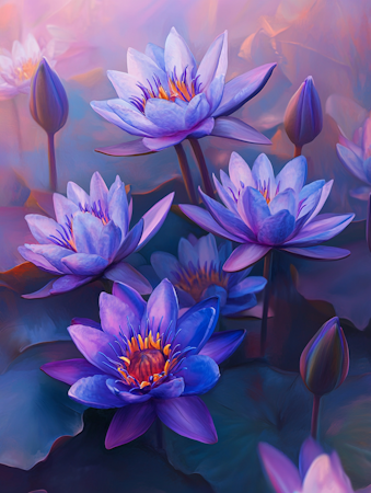 Diamond painting Resin - Ljusets näckrosor 40x50cm