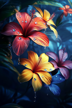 Diamond painting Resin - Tropisk blomprakt 40x60cm