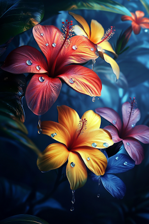 Diamond painting Resin - Tropisk blomprakt 40x60cm