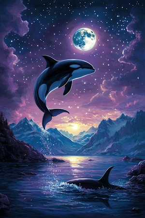 Diamond painting Resin - Månskenslek i fjordlandskap 40x60cm