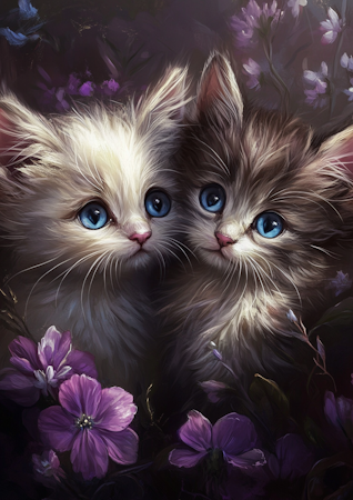 Diamond painting Resin - Nattens vänner i blomsterskrud 50x70cm