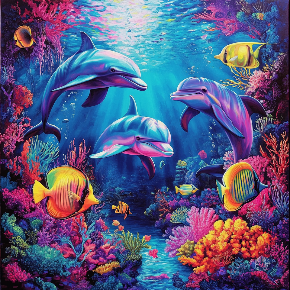 Diamond Painting Resin - Delfiner 40x40cm