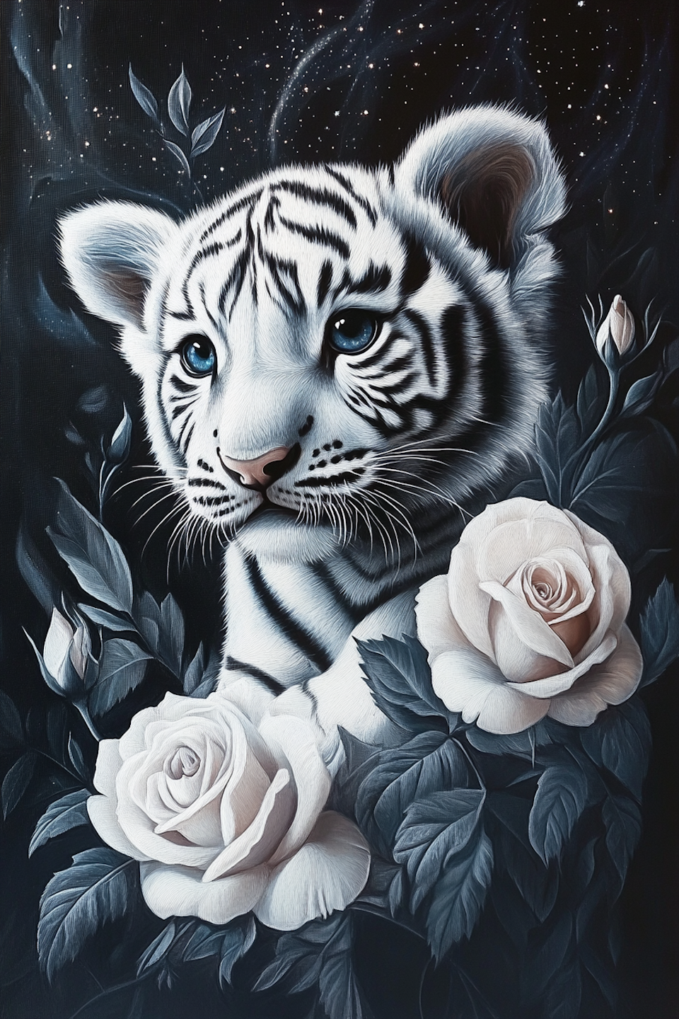 Diamond Painting Resin - Vit tigerunge 40x60cm