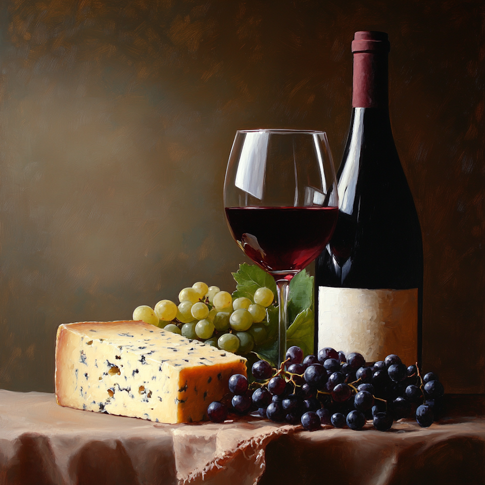 Diamond Painting Akryl - Vin, ost och druvor 30x30cm Runda Advanced