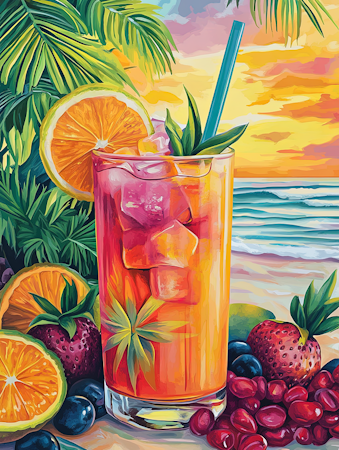 Diamond painting Resin - Somrig cocktail vid solnedgången 40x50cm