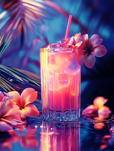 Diamond painting Resin - Neonrosa paradisdrink 40x50cm