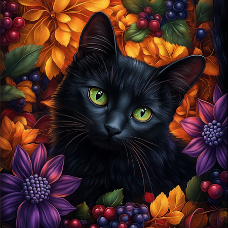 Diamond Painting Akryl - Svart mystik i höstprakt 20x20cm
