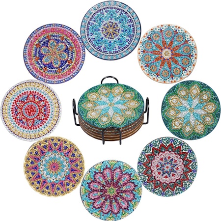 8-pack Diamond Painting Glasunderlägg - Mandala