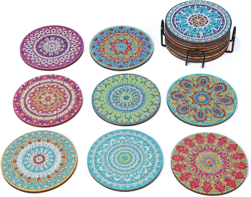 8-pack Diamond Painting Glasunderlägg - Mandala