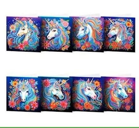 8-pack Gåvokort - Unicorn