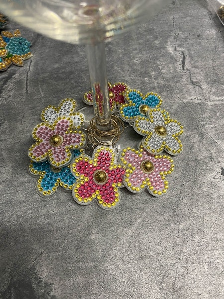 Diamond Painting Vinglasmarkörer - Färgade blommor