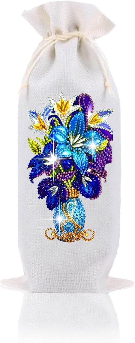 Diamond Painting Presentpåse - Blå blommor i vas