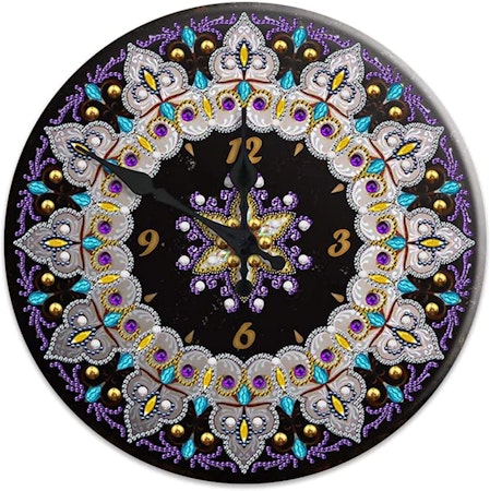 Diamond Painting Klocka - Mandala mönster Svart