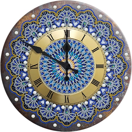 Diamond Painting Klocka - Mandala mönster Blå