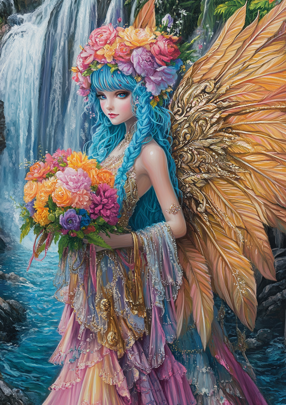Diamond painting Resin - Vattenfallets blosterfe 50x70cm