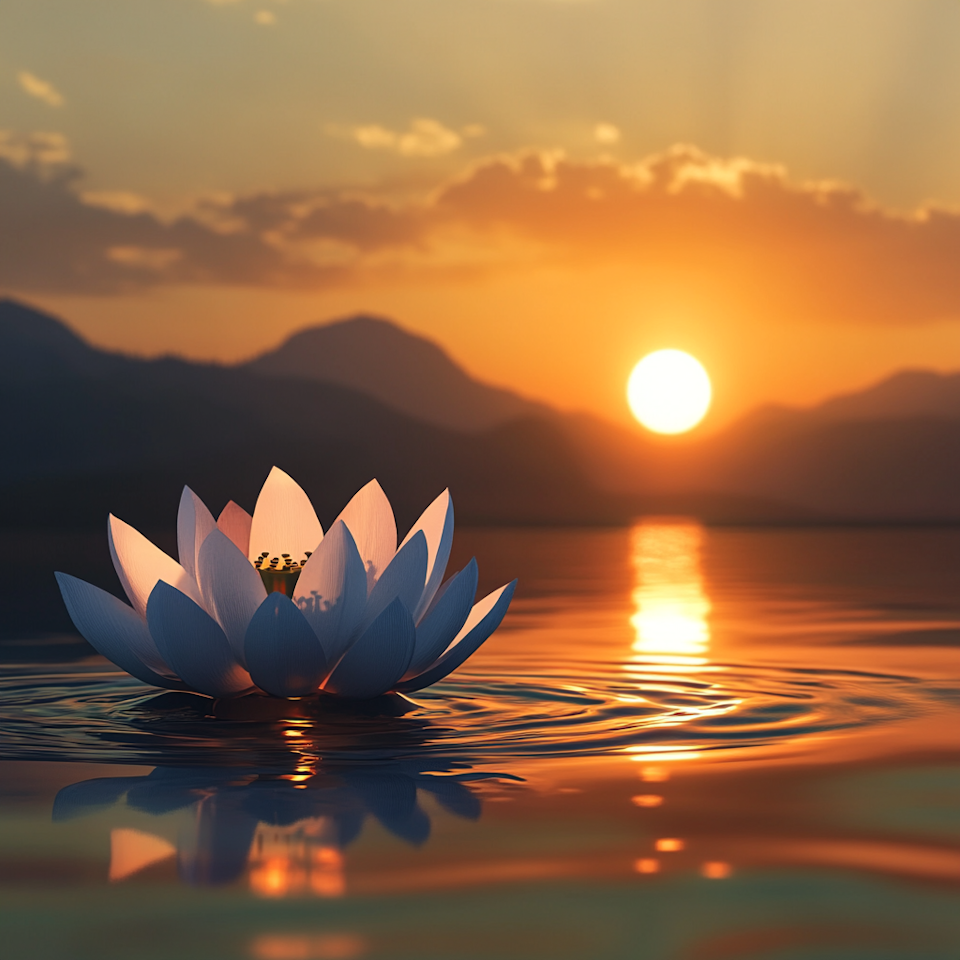 Diamond painting Resin - Lotus i eldskymning 50x50cm