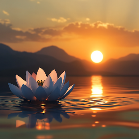 Diamond painting Resin - Lotus i eldskymning 50x50cm
