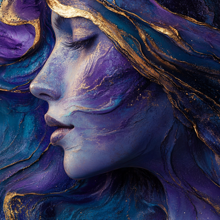 Diamond painting Resin - Lavendeldröm med guldstänk 50x50cm