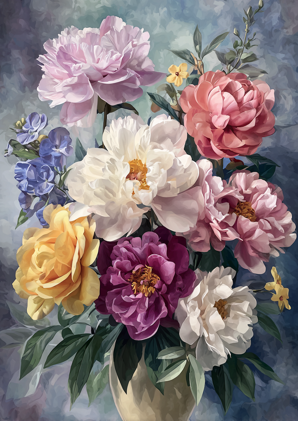 Diamond Painting Akryl - Klassisk pion-och rosdröm (Beställningsvara)
