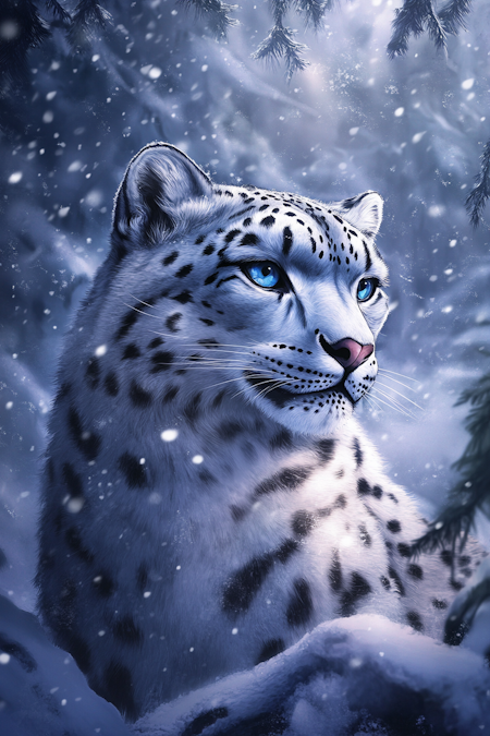 Diamond painting Resin - Snöleopardens blick 40x60cm